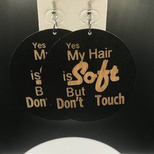 NWT Wooden Exquisite African Beauty Print Round Dangle Earrings Bohemian